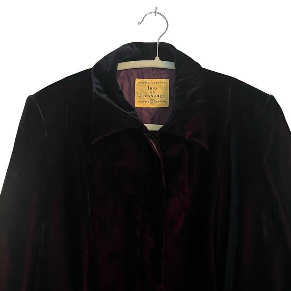 Inas de la Fressange Velvet Blazer Purple Long Line Vintage FLAW Whimsy Goth - Picture 2 of 12